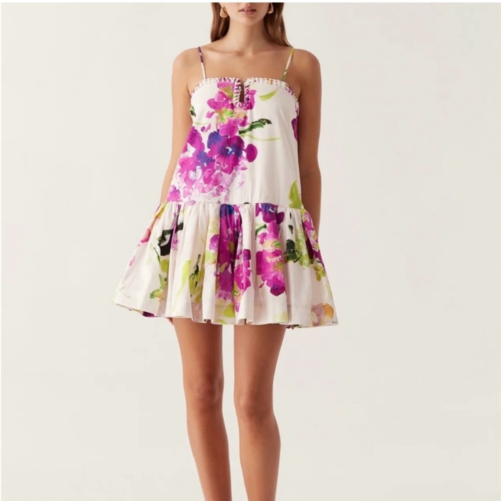 Aje Willow Sweetheart Mini Dress- Wild Hydrangea